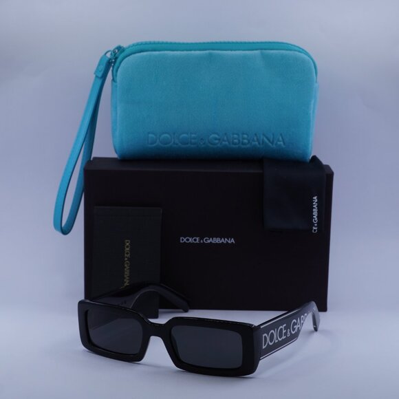 Dolce & Gabbana DG6187 501/87 Rectangle Sunglasses - Black\\Dark Grey main image 9
